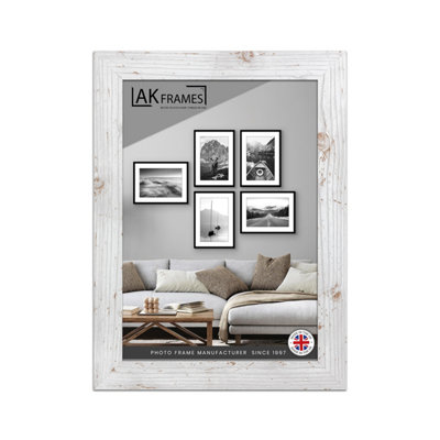 10x7" White Rustic Poster Frame - Modern Picture Frame for Wall Art, Prints and Photos - Durable and Stylish Display Frame