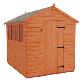 10x8 (3.05m x 2.44m) Wooden Tongue & Groove APEX Shed With 4 Windows & Single Door (12mm T&G Floor & Roof) (10ft x 8ft) (10x8)