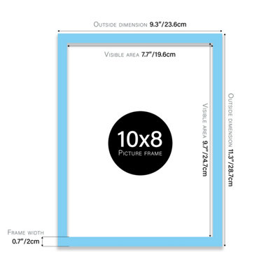 10x8 Light Blue Picture Frame (25.4 x 20.3cm) Poster, Photo, Artwork, Gallery Wall or Print
