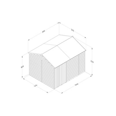 10x8 Reverse Apex Shed Beckwood 25yr Guarantee Shiplap Pressure Treated  - No Windows - Double Door