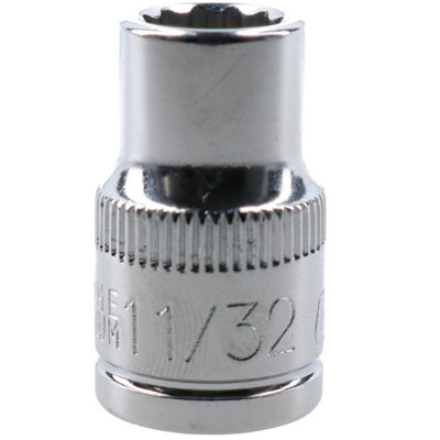 11/32" AF SAE Imperial Socket 3/8" Drive 12 Point Shallow Depth Chrome Vanadium Steel