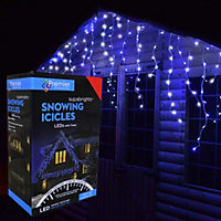 11.8m (480 LED) Premier Outdoor LED Icicle Christmas TIMER Lights - Blue & White