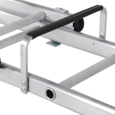 11 + 9 Rung Roof Ladder & Ridge Safety Hook Double Section 4.8m MAX Grip Steps - 5