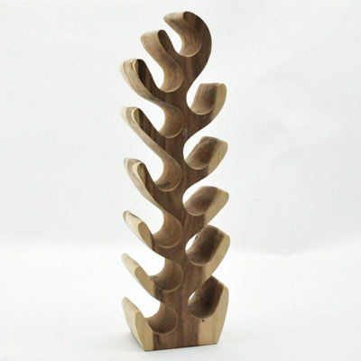 11 Bottle Hand Carved Wine Rack - Wood - L15 x W25 x H85 cm