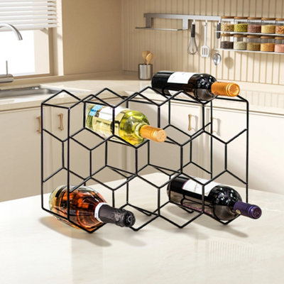 11 Bottle Storage Creative Hexagon Steel Wine Rack W 45x D 22x H 49.5 cm