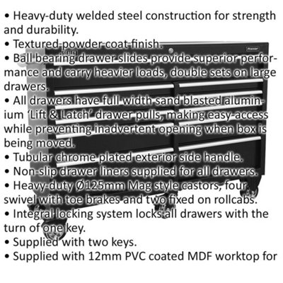 11 Drawer Black Portable Tool Chest with Locking System and Heavy-Duty Design