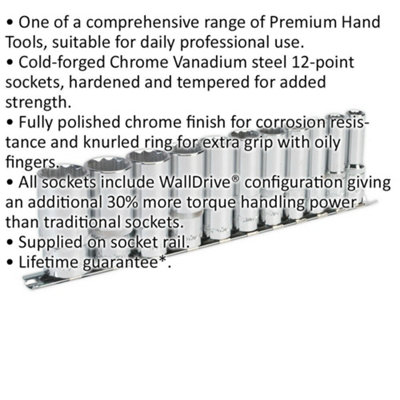 11 PACK - DEEP Socket Set - 3/8" Imperial Square Drive - 12 Point Sockets TORQUE