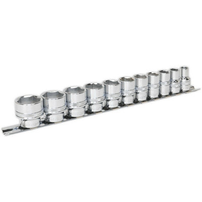 11 PACK Socket Set 3/8" Imperial Square Drive - 6 Point LOCK-ON Rounded Heads