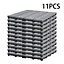 11 Pack Square Interlocking Wood Grain Composite WPC Garden Decking Tiles Dark Grey 30 x 30cm, 1m²