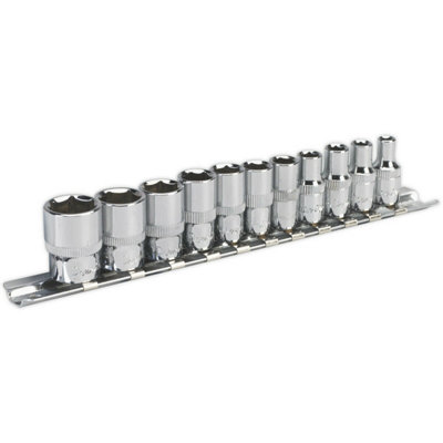 11-Piece High Torque Socket Set - 1/4" Imperial Drive with 6-Point Sockets