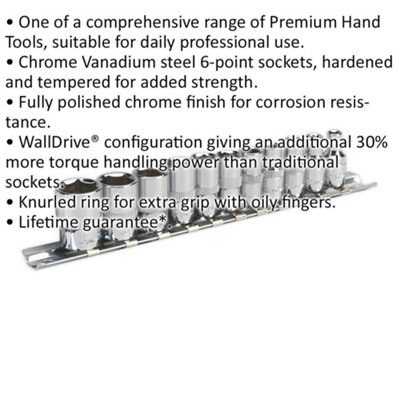 11-Piece High Torque Socket Set - 1/4" Imperial Drive with 6-Point Sockets