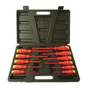 11 Piece Insulated Screwdriver Set Soft Grip Slotted Phillips Head Case Kit