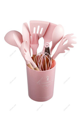 11 Piece Silicone Kitchen Utensil Set for Nonstick Cookware Pink