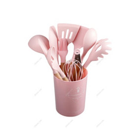 11 Piece Silicone Kitchen Utensil Set for Nonstick Cookware Pink