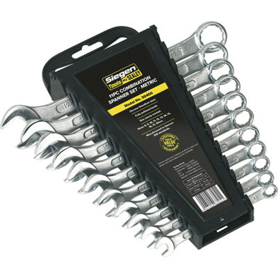 11-Piece Slim Handled Combination Spanner Set - 12 Point Metric Wrench for Professional Use
