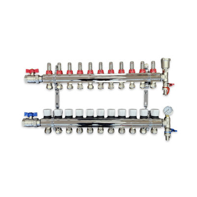 11 Ports Water Underfloor Heating Manifold with 16mm Pipe Connections 1 ...