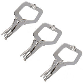 11" Welding C Clamp with Swivel Pads Fully Adjustable Quick Release Fastener 3pc