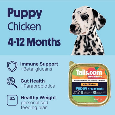 11 x 150g Tails.com Inner Vitality Puppy 4-12 Months Wet Dog Food Trays ...