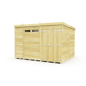 11 x 8 Feet Pent Security Shed - Double Door - Wood - L231 x W329 x H201 cm
