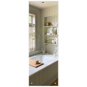110 x 38cm Frameless Bathroom Mirror, Rectangle Wall Mounted Mirror with Polished Edge & Pre-Drilled Holes