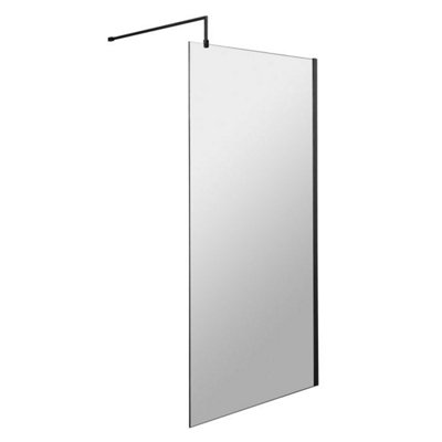 Dezine 8mm Black 1200 X 800mm Fixed Side Screen With Shower Tray from B&Q
