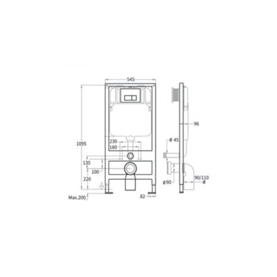 1100mm Bathroom Wall Hung Toilet Cistern Frame Concealed Dual Flush Plate Chrome