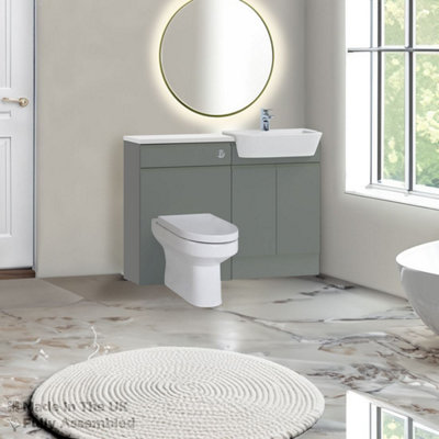 1100mm Set With Gloss White Worktop, BTW WC And Cistern, 1TH S/R Basin - Lucente Gloss Dust Grey Price Comparisons | Compare The Build