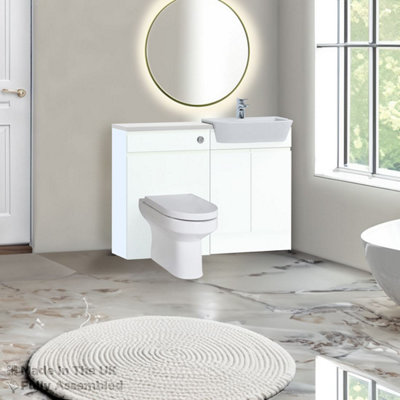 1100mm Set With Gloss White Worktop, BTW WC And Cistern, 1TH S/R Basin - Lucente Gloss White Price Comparisons | Compare The Build