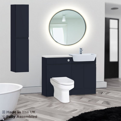 1100mm Set With Gloss White Worktop, BTW WC And Cistern, 1TH S/R Basin - Lucente Matt Indigo Price Comparisons | Compare The Build