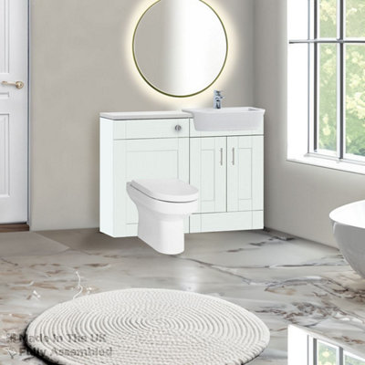 1100mm Set With Gloss White Worktop, No Sanitaryware Or Cistern - Cambridge Solid Wood Ivory Price Comparisons | Compare The Build