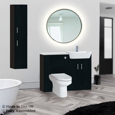 1100mm Set With Gloss White Worktop, No Sanitaryware Or Cistern - Cartmel Woodgrain Anthracite Price Comparisons | Compare The Build