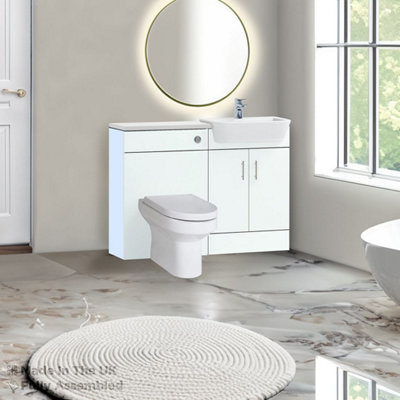 1100mm Set With Gloss White Worktop, No Sanitaryware Or Cistern - Vivo Gloss White Price Comparisons | Compare The Build