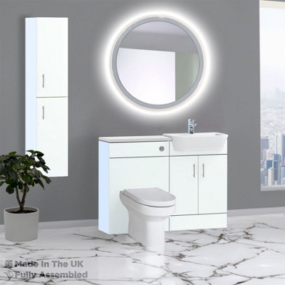1100mm Set With Gloss White Worktop, No Sanitaryware Or Cistern - Vivo Gloss White Price Comparisons | Compare The Build