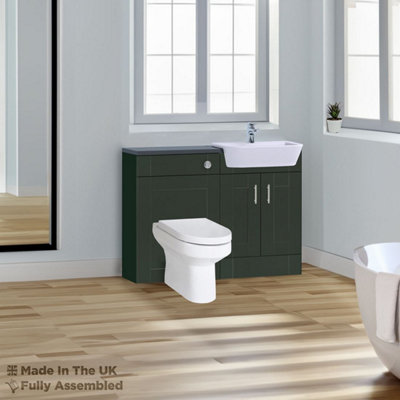 1100mm Set With Noir Gloss Worktop, No Sanitaryware Or Cistern - Cambridge Solid Wood Fir Green Price Comparisons | Compare The Build