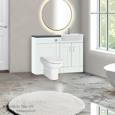 1100mm Set With Noir Gloss Worktop, No Sanitaryware Or Cistern - Cambridge Solid Wood Ivory Price Comparisons | Compare The Build