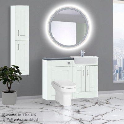 1100mm Set With Noir Gloss Worktop, No Sanitaryware Or Cistern - Cambridge Solid Wood Ivory Price Comparisons | Compare The Build