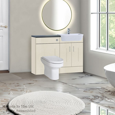 1100mm Set With Noir Gloss Worktop, No Sanitaryware Or Cistern - Cartmel Woodgrain Mussel Price Comparisons | Compare The Build