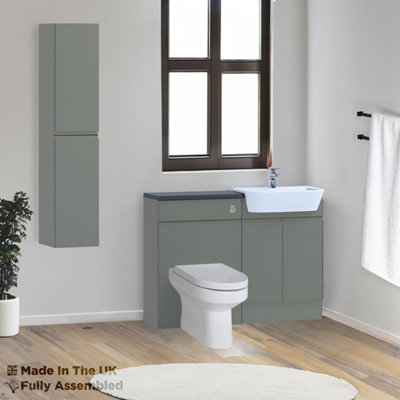 1100mm Set With Noir Gloss Worktop, No Sanitaryware Or Cistern - Lucente Gloss Dust Grey Price Comparisons | Compare The Build