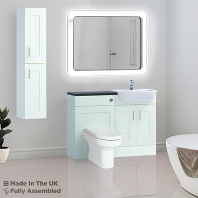 1100mm Set With Noir Gloss Worktop, No Sanitaryware Or Cistern - Oxford Matt Ivory Price Comparisons | Compare The Build