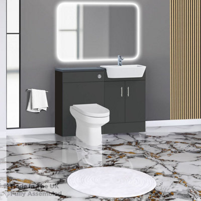 1100mm Set With Noir Gloss Worktop, No Sanitaryware Or Cistern - Vivo Matt Anthracite Price Comparisons | Compare The Build