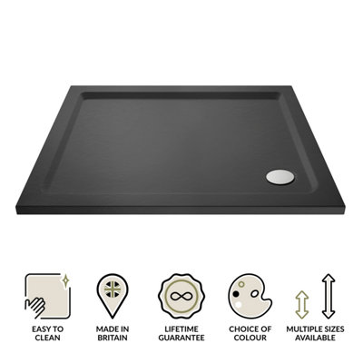 1100mm x 700mm Premium Rectangular Shower Tray - Slate Grey - 3