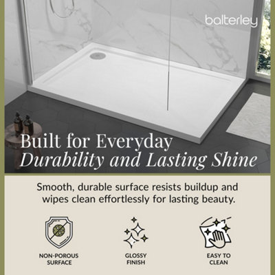 1100mm x 800mm Premium Rectangular Shower Tray - White