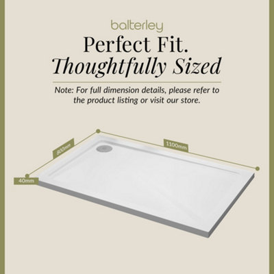 1100mm x 800mm Premium Rectangular Shower Tray - White - 4