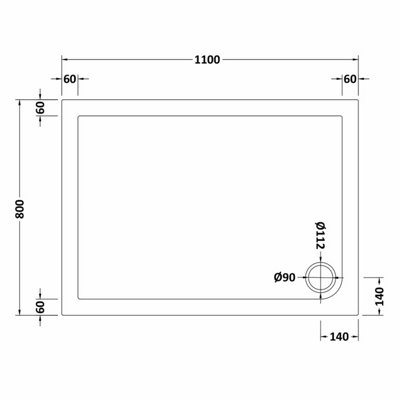 1100mm x 800mm Premium Slip Resistant Rectangular Shower Tray - White