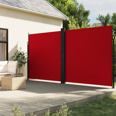 Berkfield Red Retractable Side Awning 200X1200 Cm