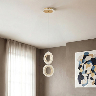 110cm Gold Double Rings LED Pendant Light,3 color Dimmable,for bedrooms ...