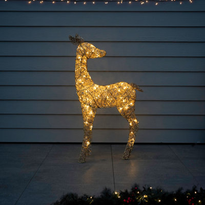 110cm Gold Glitter Reindeer With 70 Warm White LED Lights