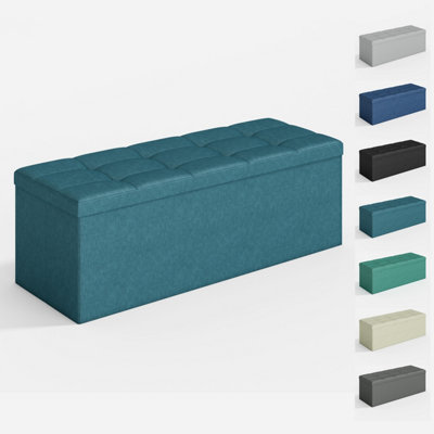 110cm Large Rectangular Ottoman Foldable Storage Bench Upholstered Foot ...