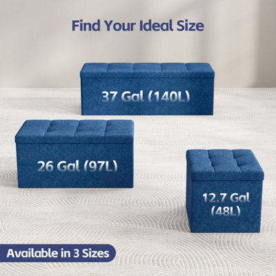 110cm Large Rectangular Ottoman Foldable Storage Bench Upholstered Foot ...