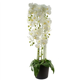 110cm Large White Orchid Plant - Artifcial - 41 REAL TOUCH flowers
